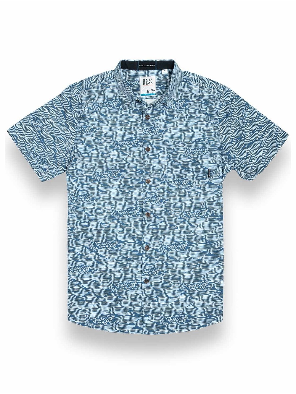 Baja Llama Blue ROLL TIDES DEEP SEA - 7-SEAS™ BUTTON UP SIZE: MEDIUM